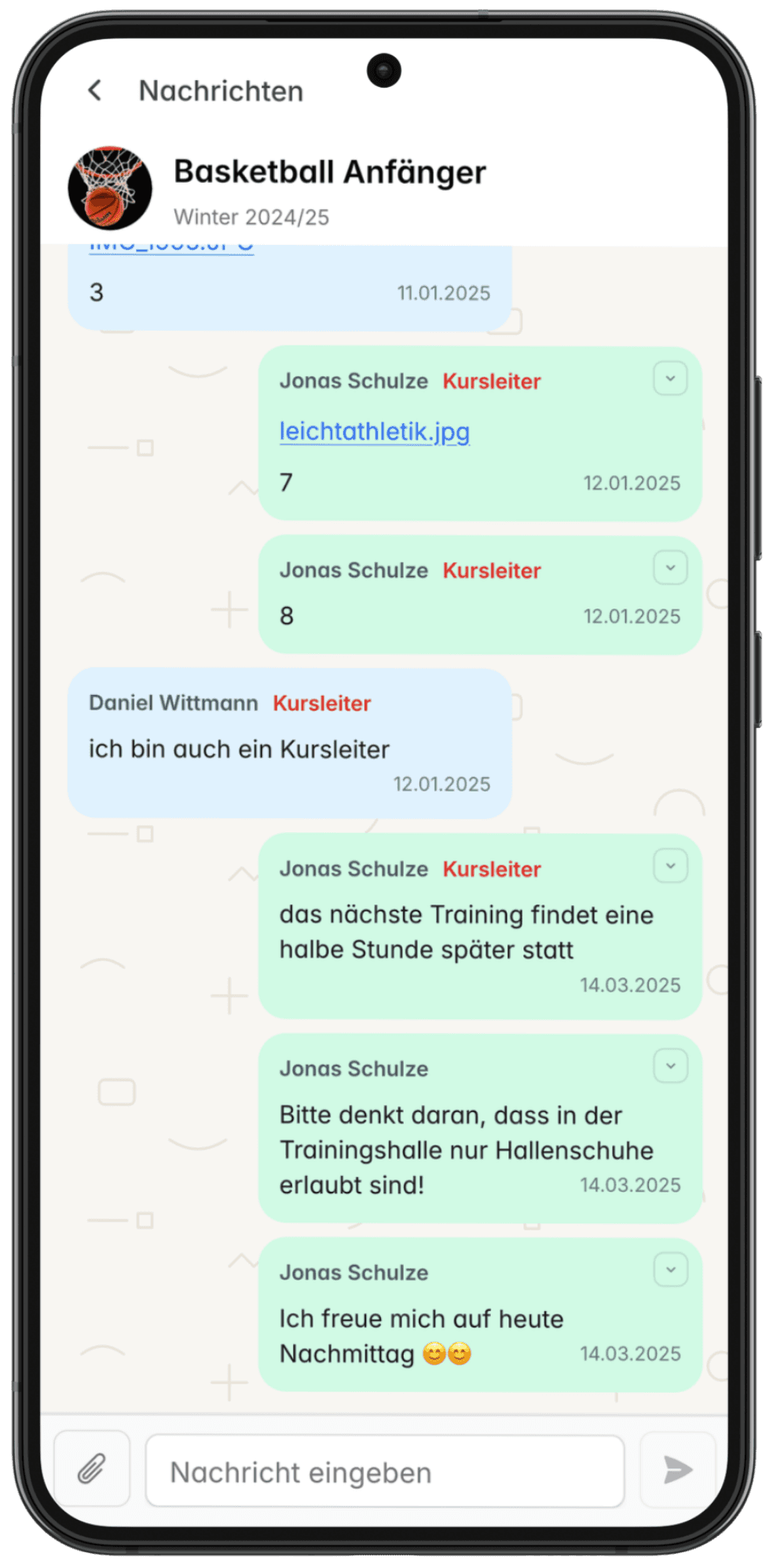 Gruppenchat in der Unisport Connect App