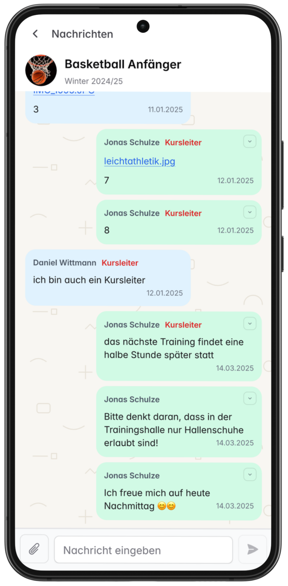 Gruppenchat in der Unisport Connect App